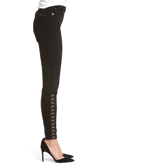 7 For All Mankind | Side-Stitch Skinny Jeans | Black - Picture 3 of 4